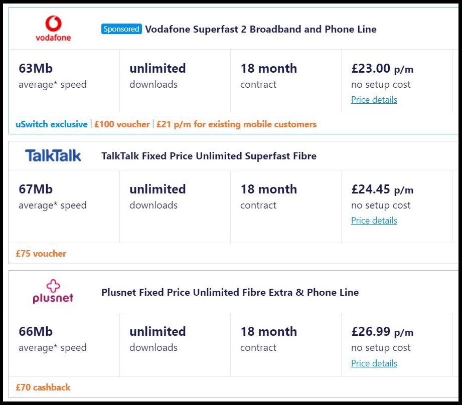 Which UK Broadband choices are good price and speed